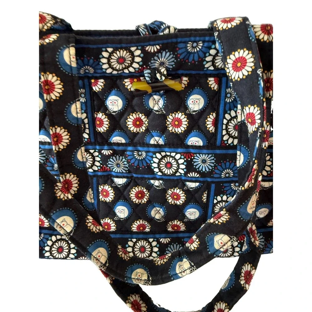 Vera Bradley Night Owl Toggle Tote Bag Retired Quilted Black Owl Floral Purse